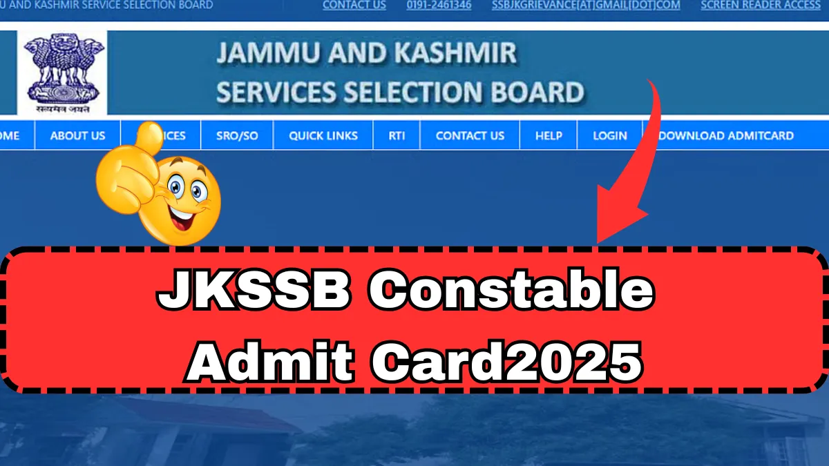 JKSSB Constable Admit Card 2025 Out: Download Link, Exam Date &