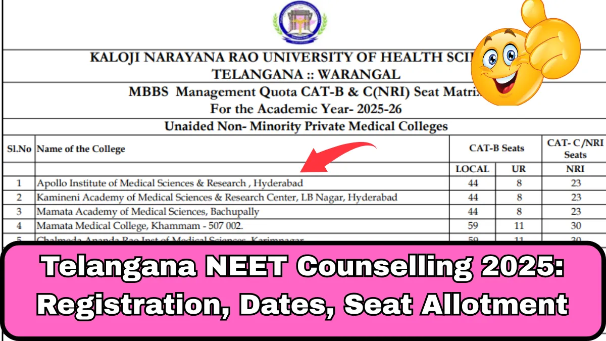 Telangana NEET Counselling 2025 Registration, Dates, Seat Allotment, and Process