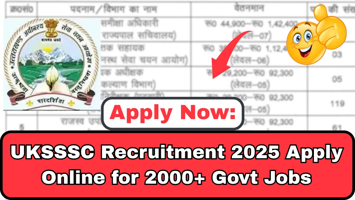 UKSSSC Recruitment 2025 Apply Online for 2000+ Govt Jobs